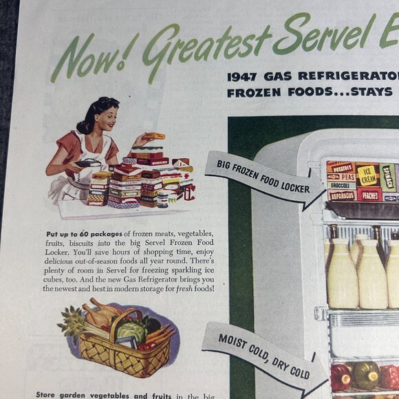 1947 Servel Gas Refrigerators "Stays Silent. Lasts Longer." Vintage Print‎ Ad - Picture 11 of 16